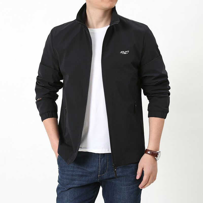 Herren Leichte winddichte Reißverschluss‑Blousonjacke mit Stehkragen und elastischen Bündchen Drune