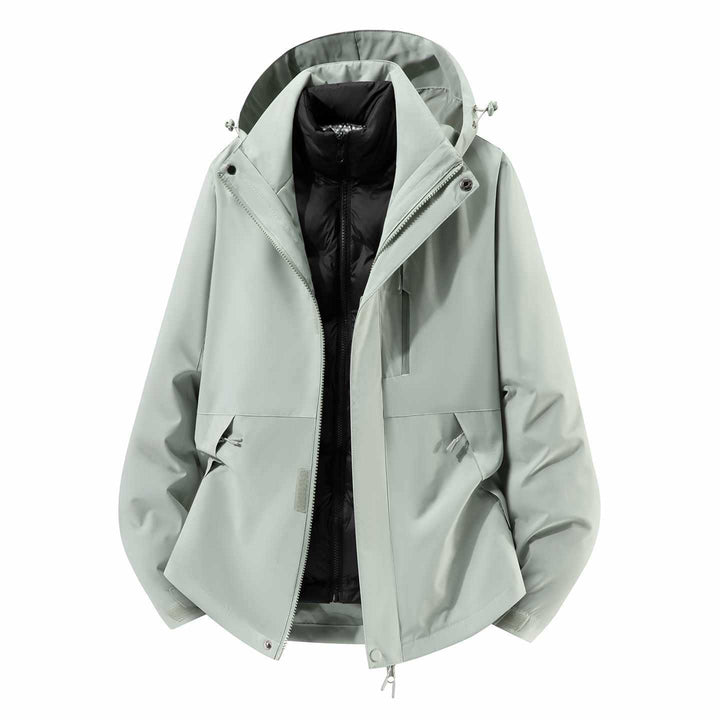 Herren Wasserfeste dreiteilige Winterjacke mit abnehmbarer Daunen-Innenjacke und Kapuze Drune
