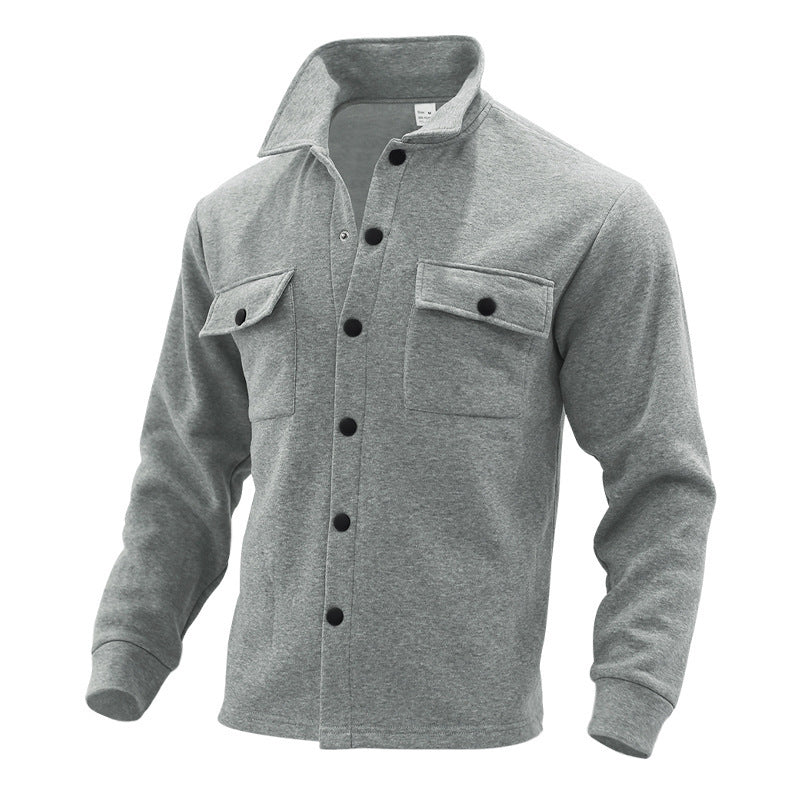 Herren lässige Hemdjacke mit praktischen Taschen und modernem Stehkragen Drune