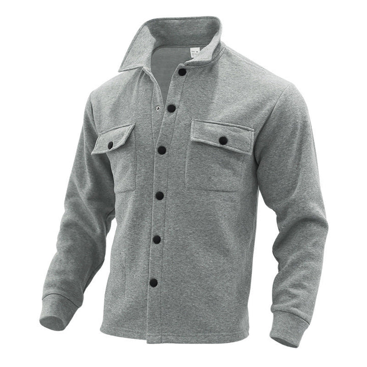 Herren lässige Hemdjacke mit praktischen Taschen und modernem Stehkragen Drune