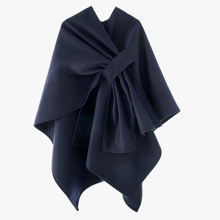 Damen Eleganter Wickel‑Cape mit Knotenverschluss und fließender Drapierung Drune