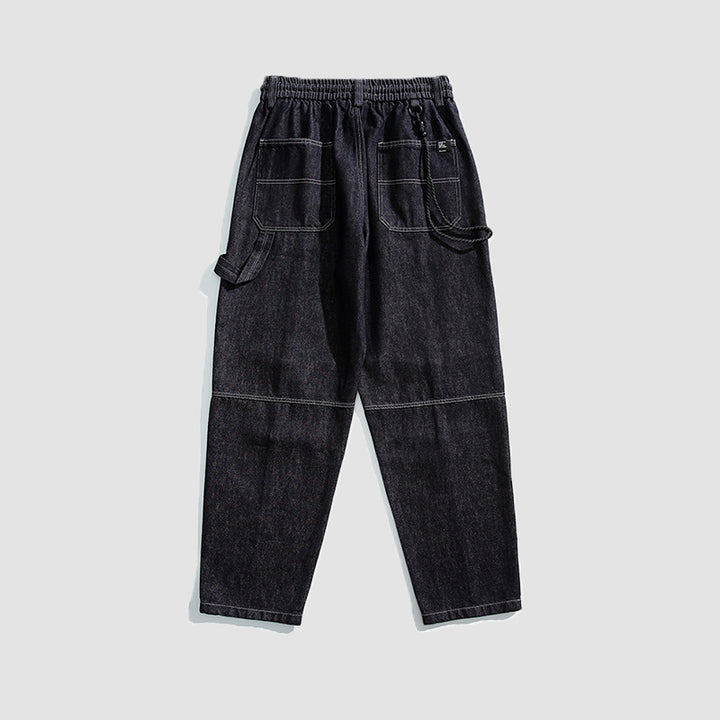 Herren Relaxed Denim-Cargohose mit elastischem Bund und verstärkten Kniepaneelen Drune