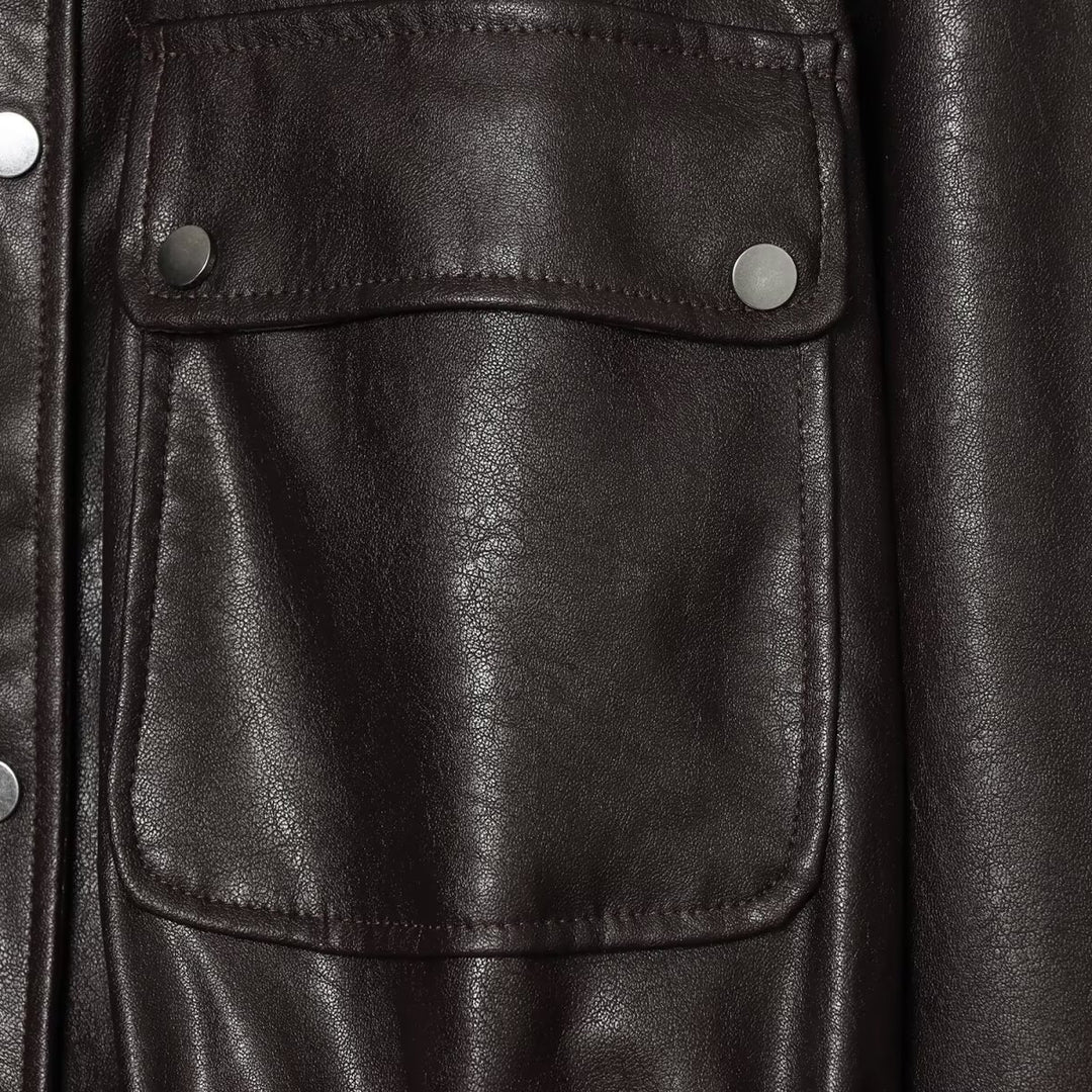 Damen Kurzjacke im Oversized-Look aus Kunstleder mit Tunnelzugtaillierung Drune