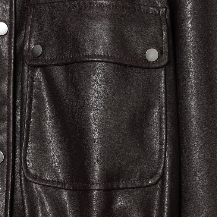 Damen Kurzjacke im Oversized-Look aus Kunstleder mit Tunnelzugtaillierung Drune