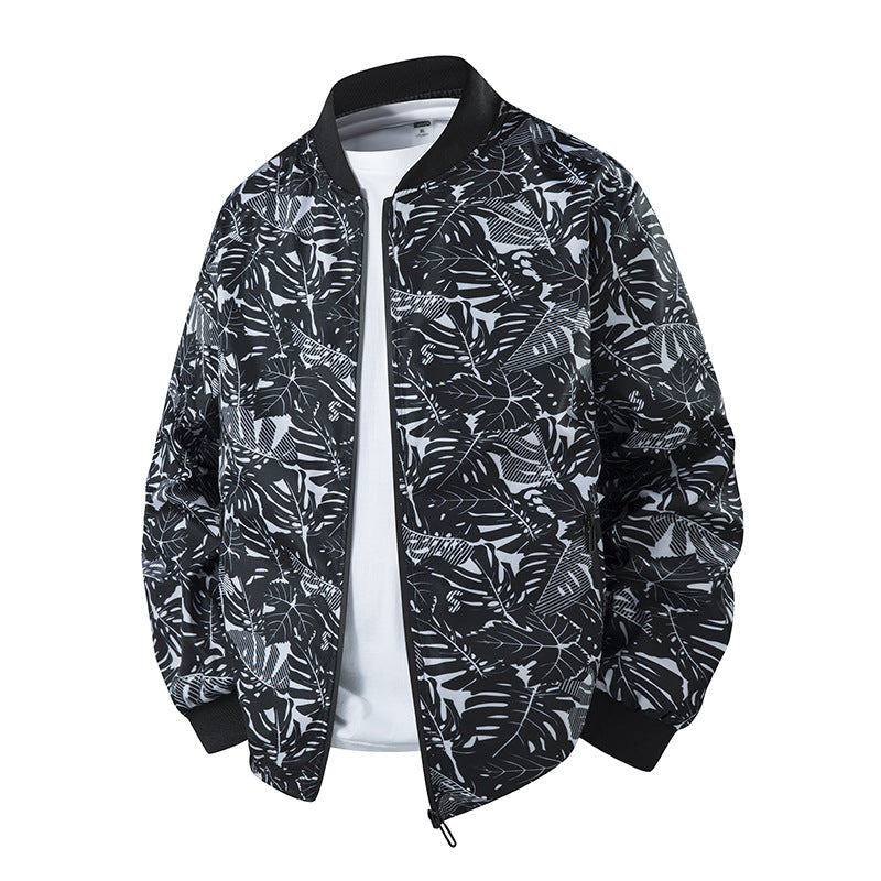 Herren Stylische Bomberjacke mit floralem Muster Drune