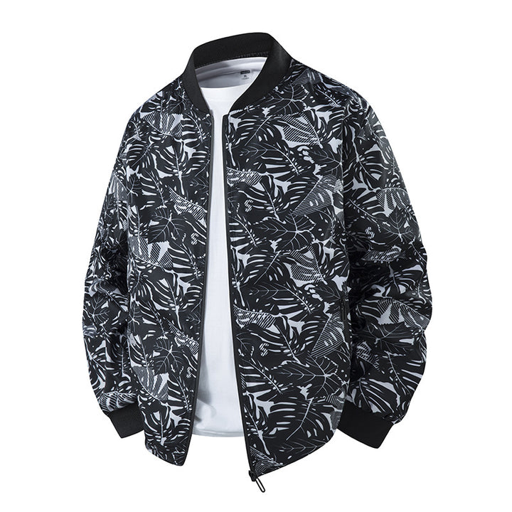 Herren Stylische Bomberjacke mit floralem Muster Drune