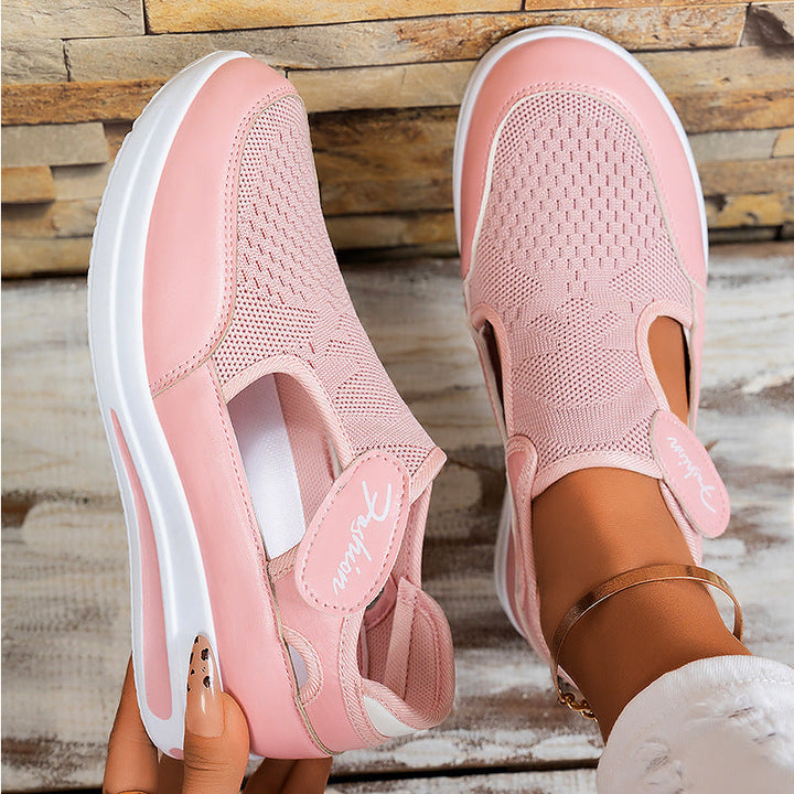 Damen Flexible Slip-On Fitnessschuhe mit atmungsaktiver Netzoberfläche Drune