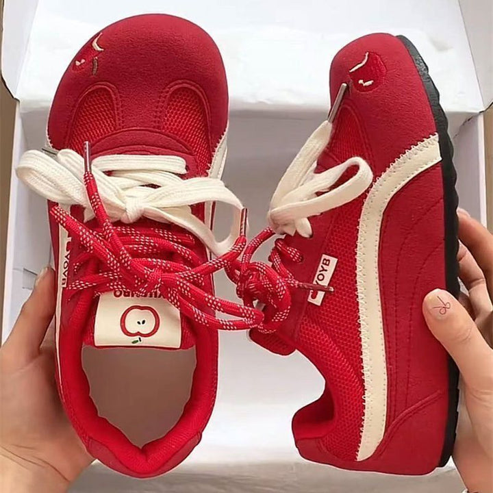Damen Retro-sportliche Sneaker mit Wildleder- und Mesh-Mix sowie gepolsterter Komfortsohle Drune