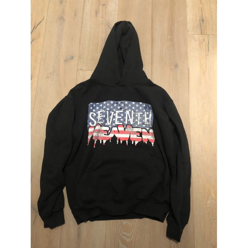 Unisex nan Kapuzensweatshirt mit Used-Frontdruck und Kängurutasche Drune