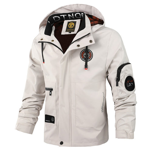Herren nan wasserdichte Outdoorjacke mit Kapuze, multifunktionalen Taschen und atmungsaktivem Meshfutter Drune