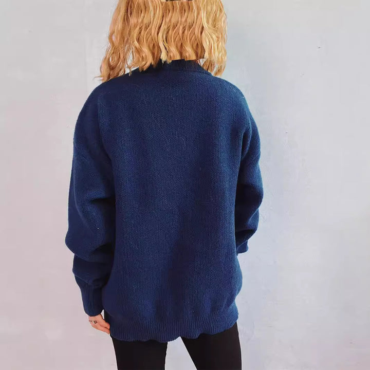 Damen weihnachtlicher Pullover mit festlichem Santa-Motiv und lockerer Passform Drune