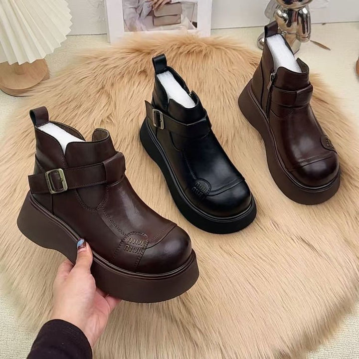 Damen Stilvolle Leder-Boots mit Kuschelfutter Drune