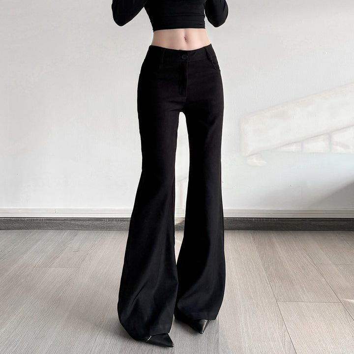 Damen Figurformende High‑Waist Flaredhose mit verdecktem Reißverschluss und Gürtelschlaufen Drune