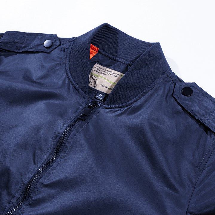 Herren leichte Nylon-Bomberjacke im Pilotenschnitt mit Ärmeltasche Drune