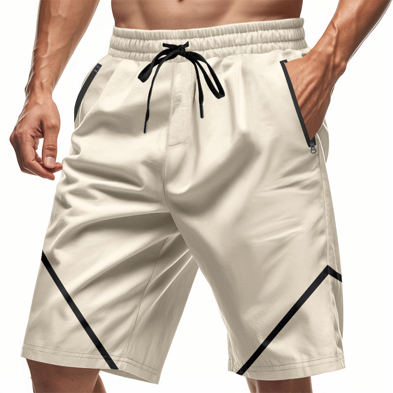 Herren nan atmungsaktive Trainingsshorts mit Reißverschlusstaschen und elastischem Tunnelzugbund Drune