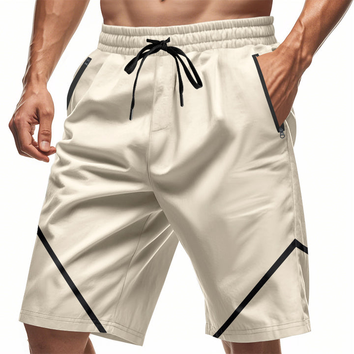 Herren nan atmungsaktive Trainingsshorts mit Reißverschlusstaschen und elastischem Tunnelzugbund Drune