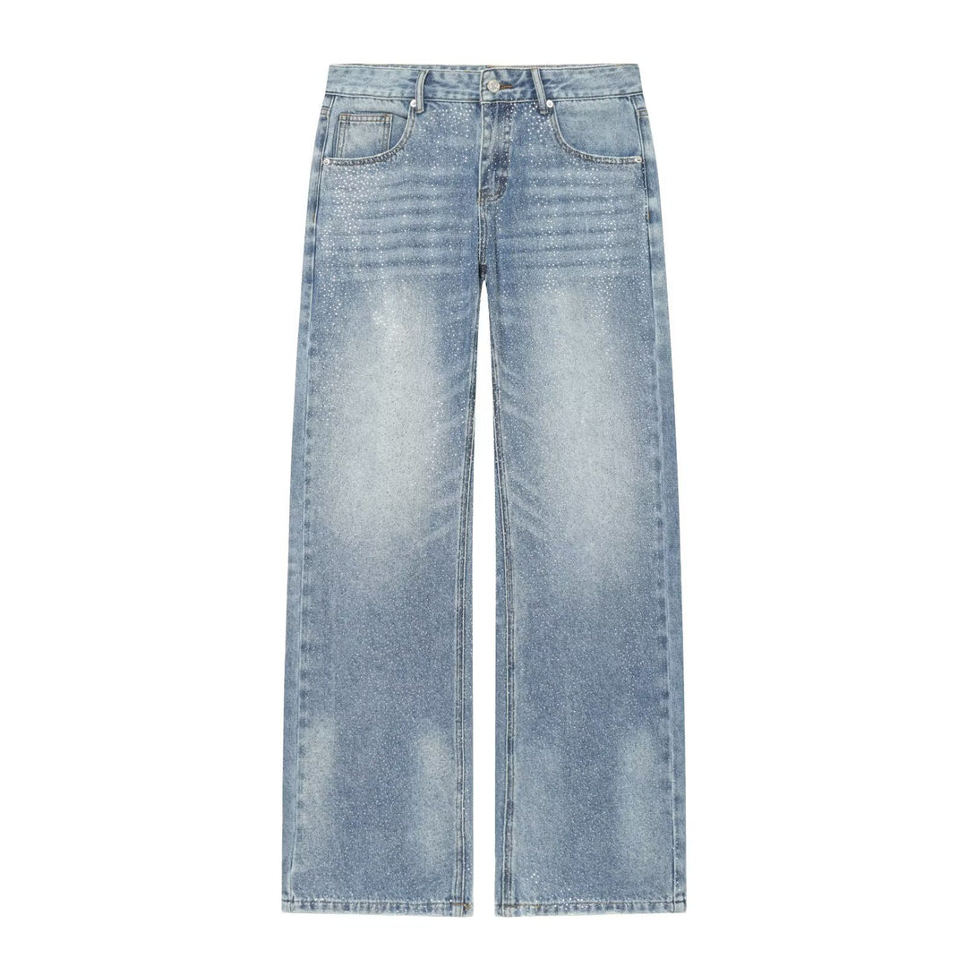 Damen Weite Denim-Jeans mit Glitzerfinish und hoher Taille Drune