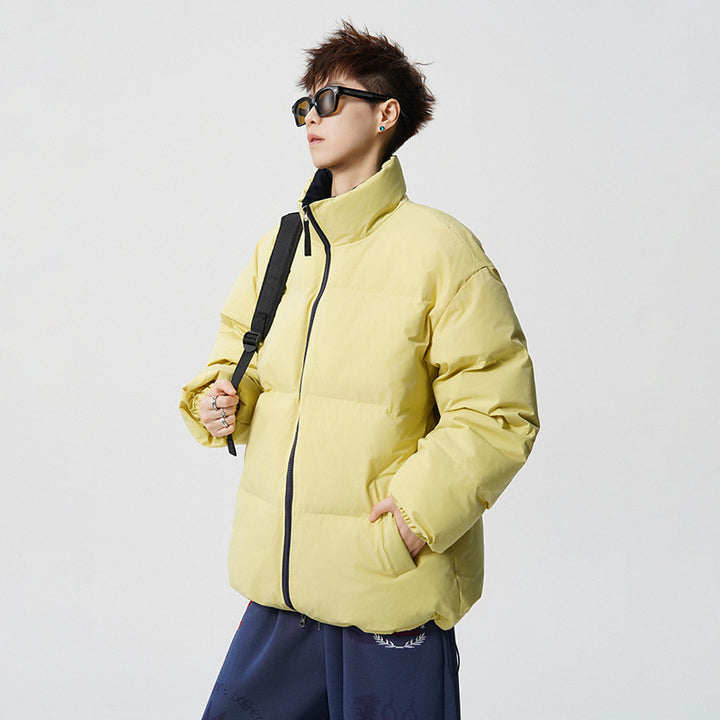 Herren Kurz geschnittene Oversize Steppjacke mit hohem Kragen Drune