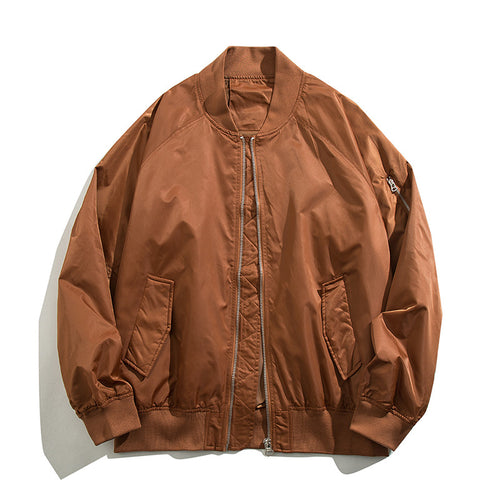 Men's  relaxed nylon zip-front bomber jacket with raglan sleeves and angled flap hand pockets Drune