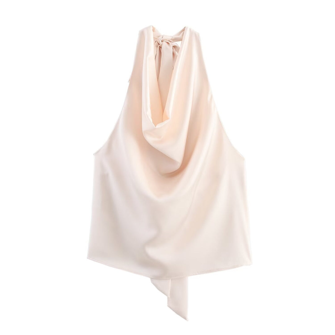 Damen Edles Haltertop mit fließendem Schnitt und eleganter Rückenbinde Drune