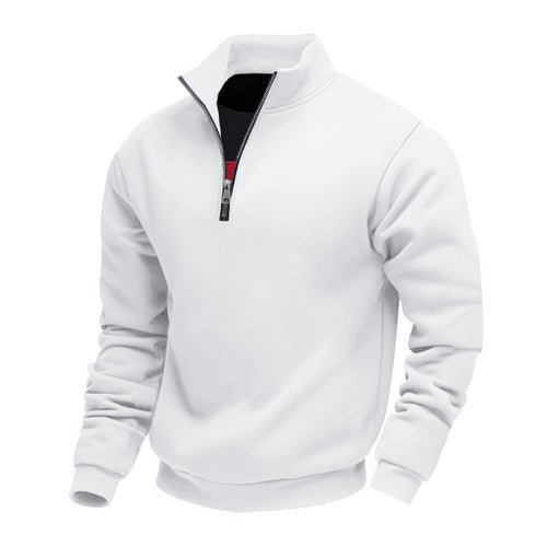 Herren nan halbhoher Reißverschluss-Sweatpullover mit Stehkragen weichem Fleecefutter und elastischen Bündchen Drune