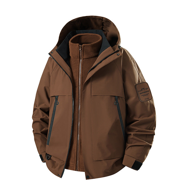 Herren multifunktionale Wasserfeste Softshell-Regenjacke mit abnehmbarer Fleece-Innenjacke Drune