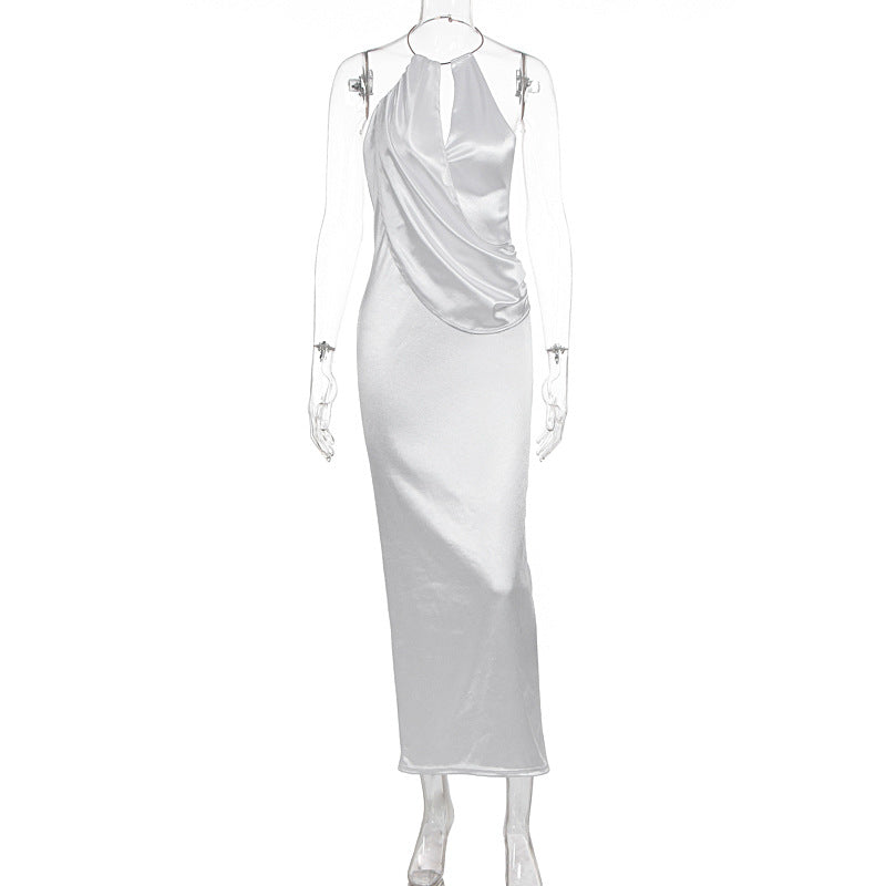 Damen Elegantes Maxikleid mit gerafftem Oberteil und hochwertigem Satinfinish Drune