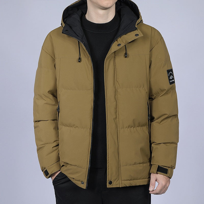 Herren Kurz geschnittene gesteppte Winterjacke mit Kapuze, winddichter Membran & verstellbaren Manschetten Drune