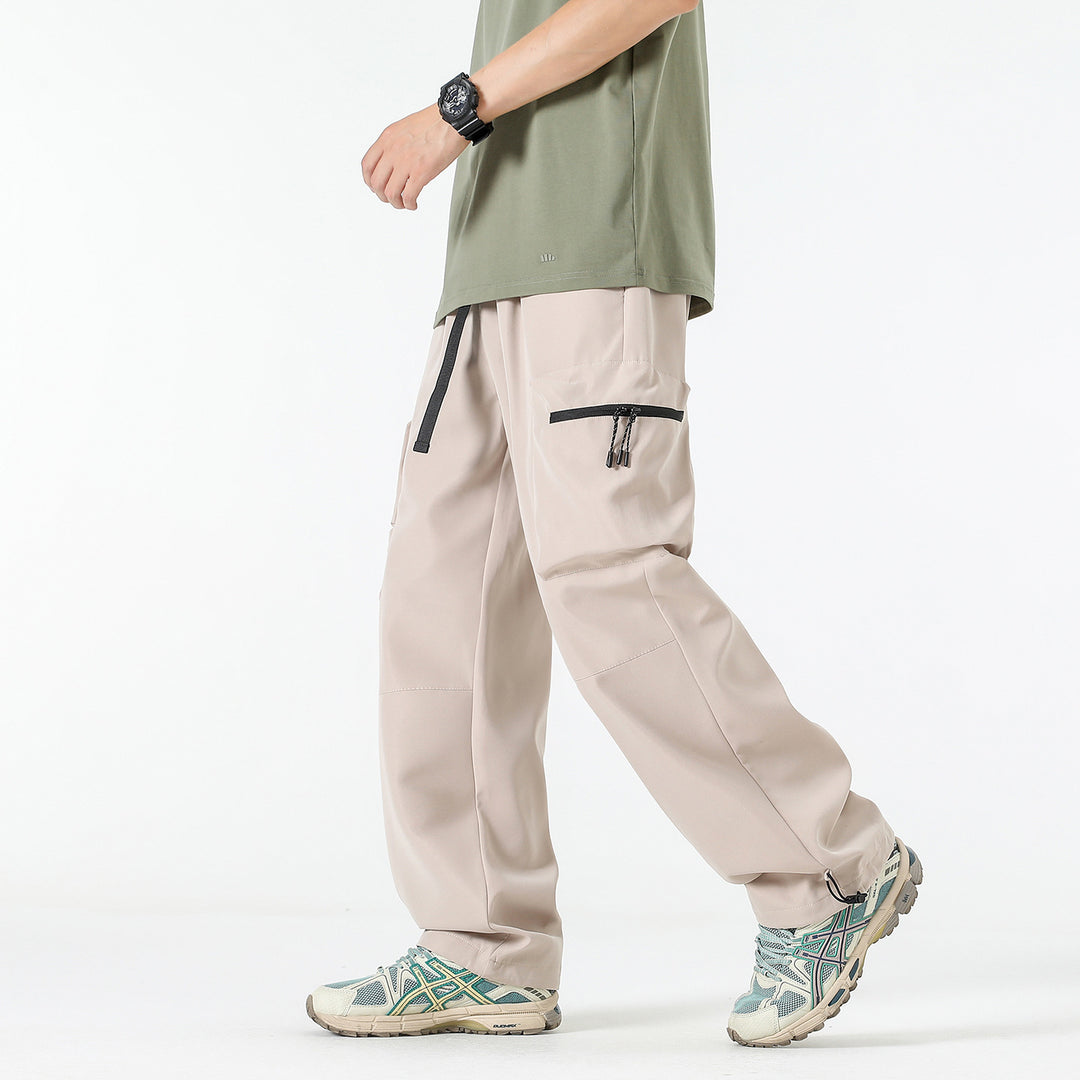 Herren Weite technische Cargo‑Hose mit Multifachtaschen, Tunnelzugbund und verstellbaren Beinabschlüssen Drune