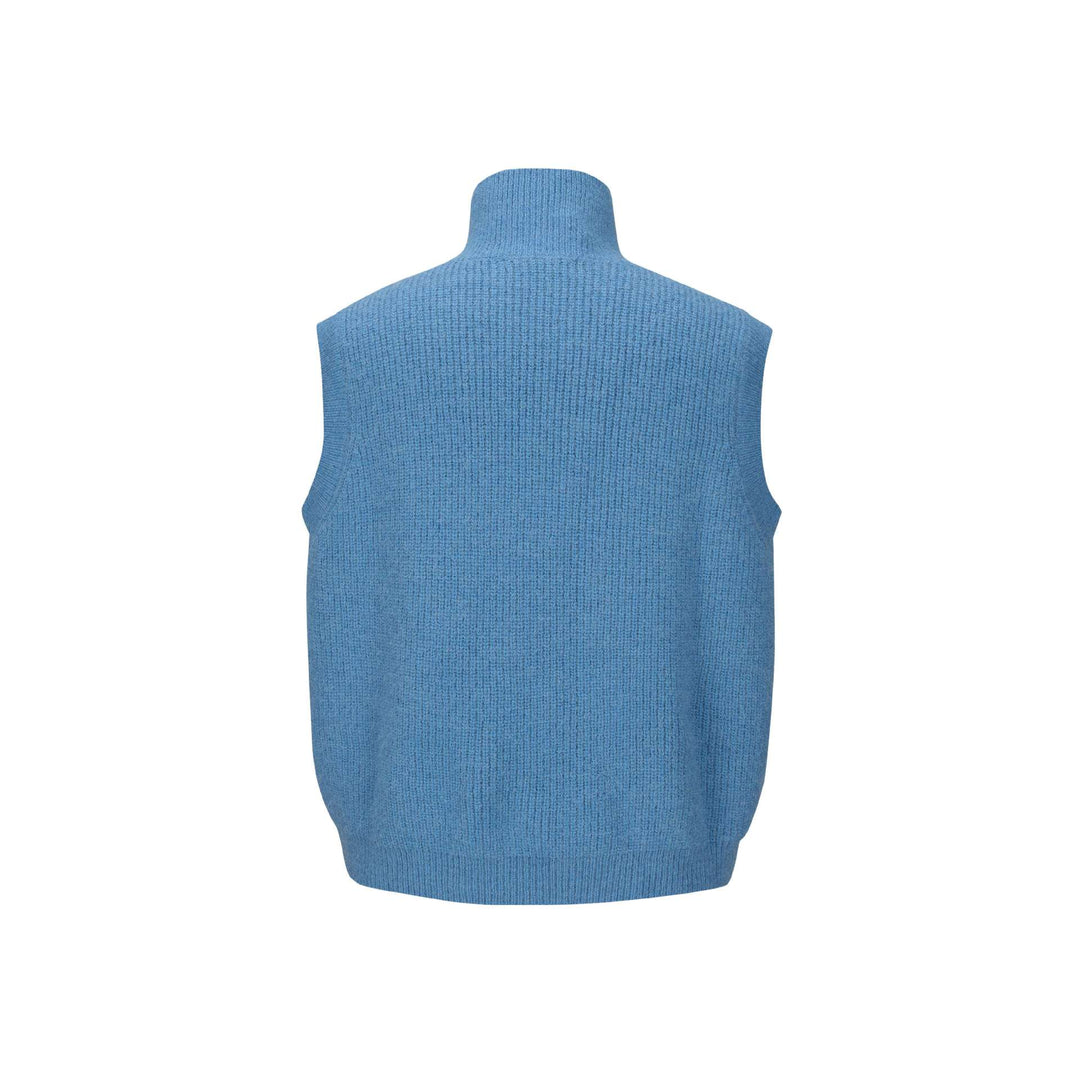 Unisex Grobgestrickte Weste mit Polokragen und Halbknopfleiste Drune