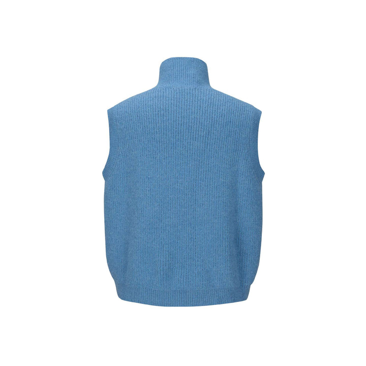 Unisex Grobgestrickte Weste mit Polokragen und Halbknopfleiste Drune
