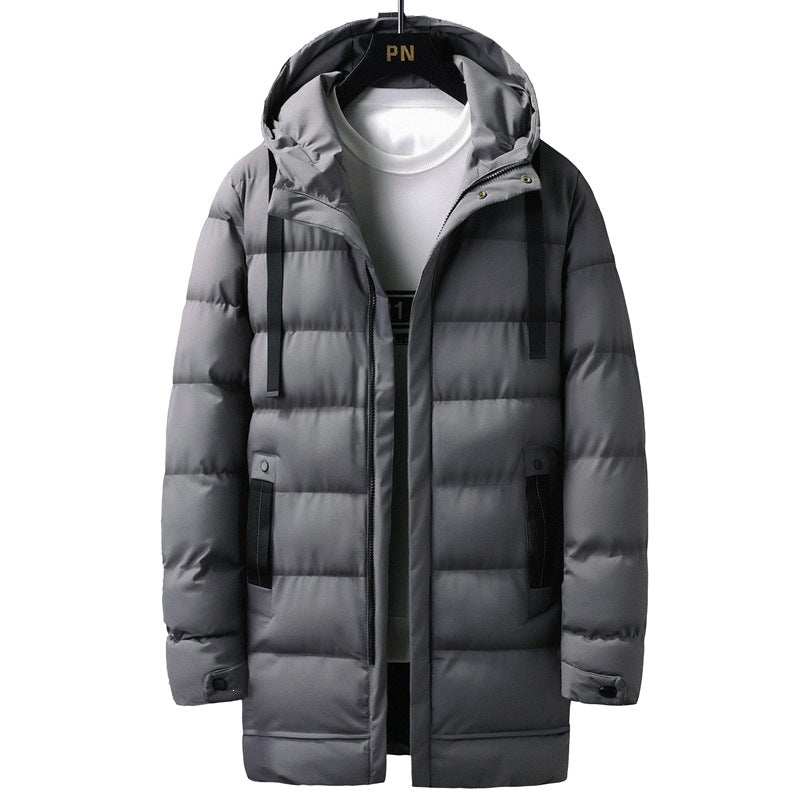 Herren Lange gestepptes Thermo-Parka mit Kapuze, Reißverschluss & Utility-Taschen Drune