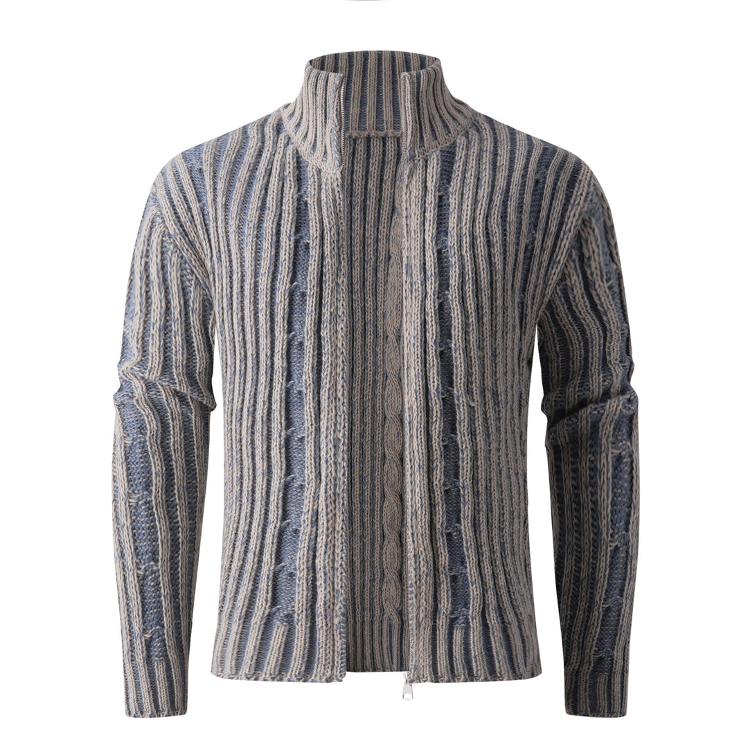 Herren Strickcardigan mit Zopfmuster, Stehkragen und durchgehendem Reißverschluss Drune