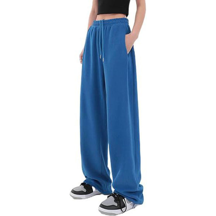 Damen nan locker fallende Sweatpants mit extra weitem Bein, hohem Bund und Kordelzug Drune