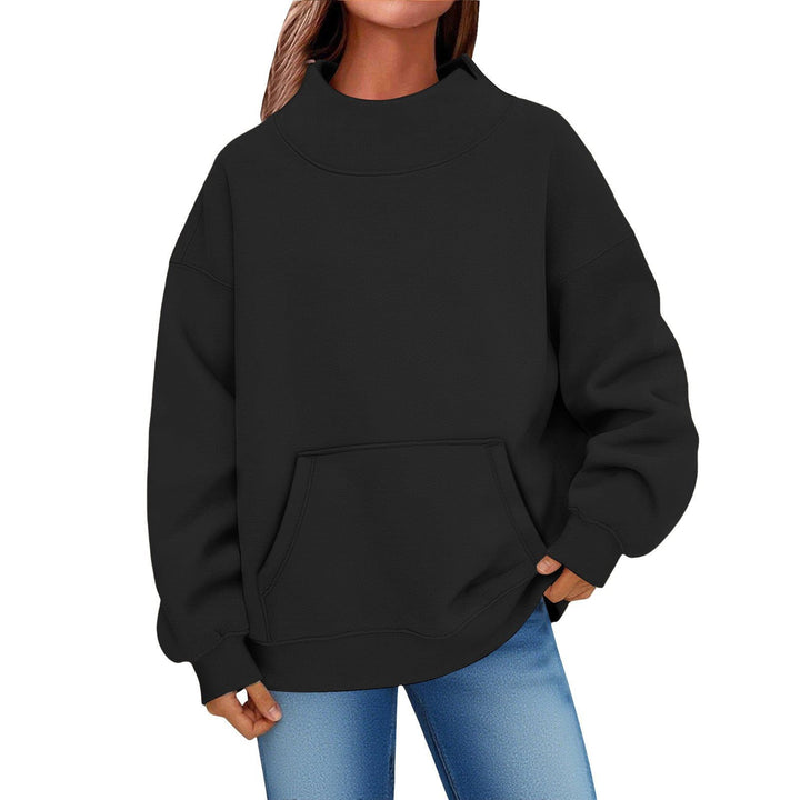 Damen Oversized Hoodie mit Stehkragen und Kängurutasche Drune