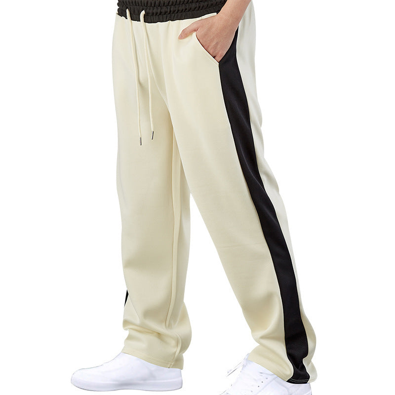 Herren nan sportive Jogginghose mit kontrastseitigem Panel geradem Bein Kordelzugbund und Eingrifftaschen Drune