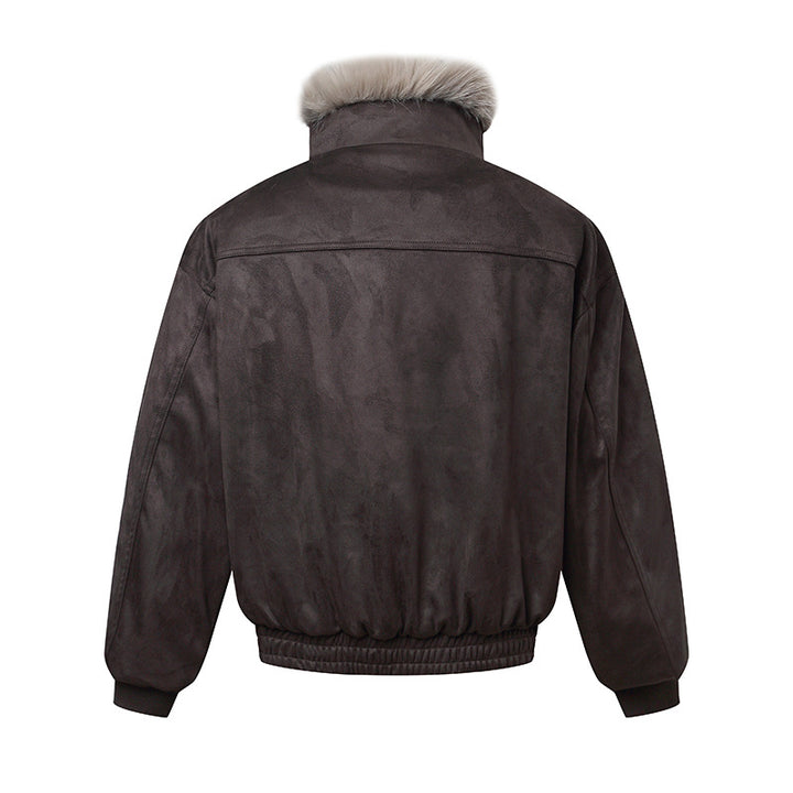 Herren Bomberjacke im Aviator‑Look mit Kunstfellbesatz und Schnallenkragen Drune