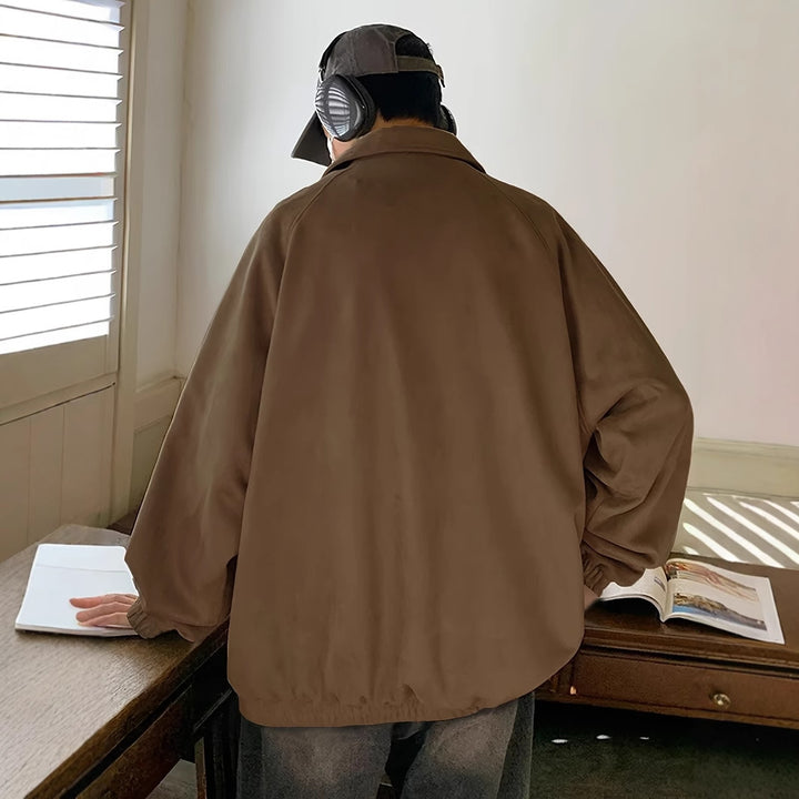 Herren Oversized Coachjacke aus Mikrofaser mit Druckknopfverschluss Drune