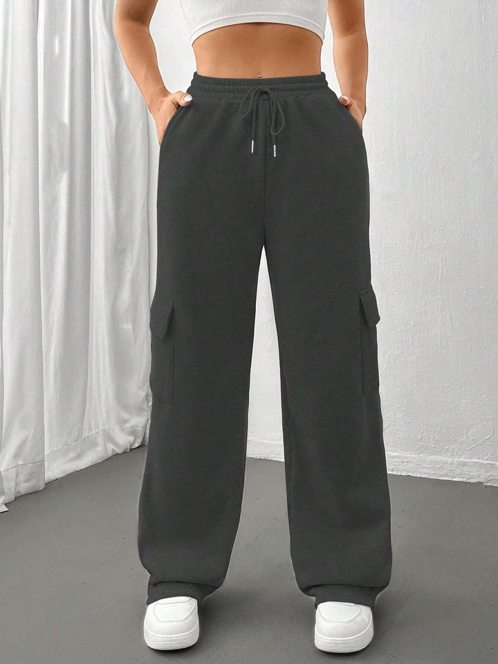Damen Weite Cargohose im Jogger‑Stil mit Kordelzug Drune