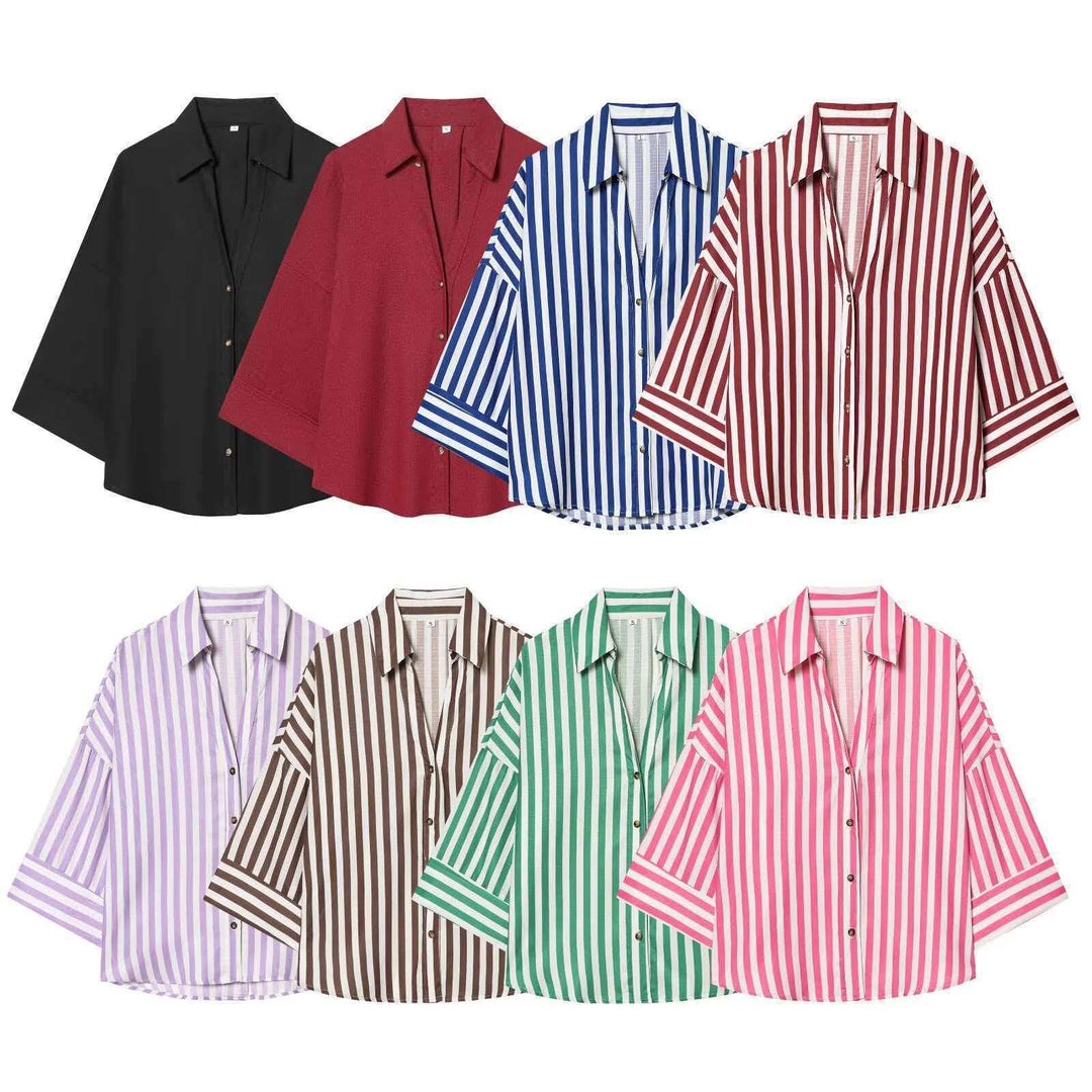 Damen Modernes gestreiftes Blusenshirt mit oversized Schnitt Drune
