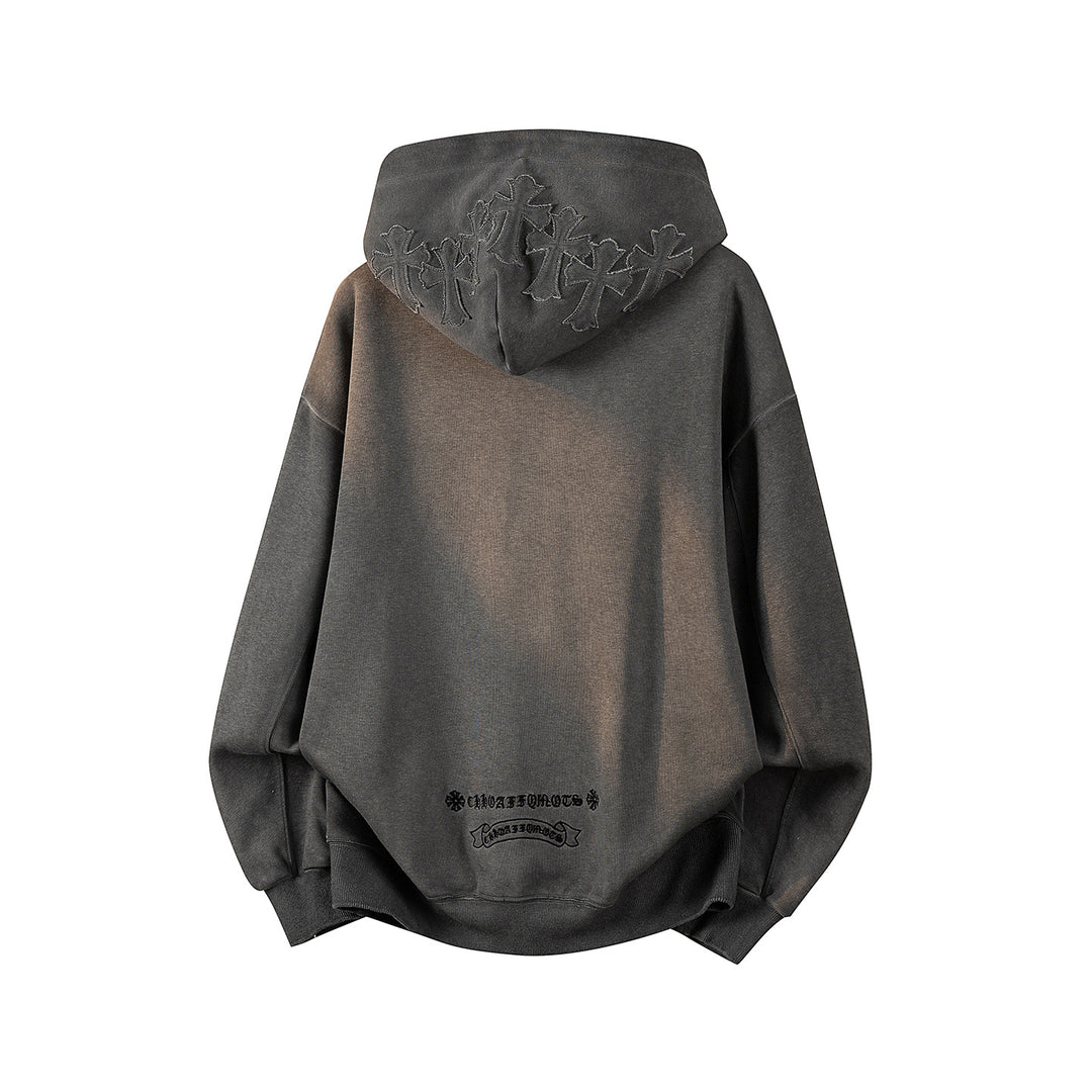 Unisex Oversize Kapuzenpullover mit handschriftlichem Grafik-Print, Kängurutasche & geripptem Saum Drune