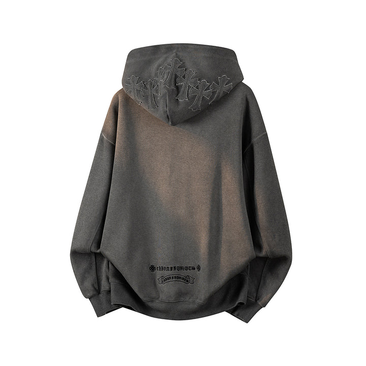 Unisex Oversize Kapuzenpullover mit handschriftlichem Grafik-Print, Kängurutasche & geripptem Saum Drune