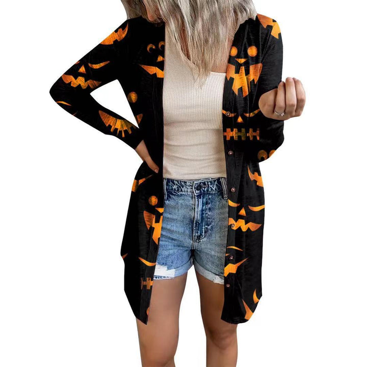 Damen Langärmlige Die Halloween-Kimono-Jacke mit einzigartigem Druck Drune