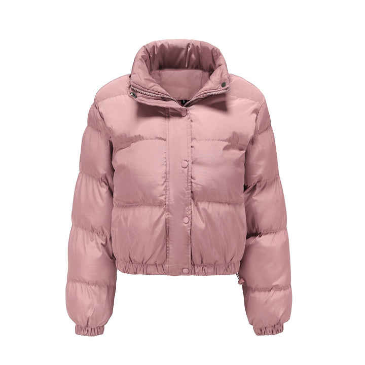 Damen nan kurze gesteppte Winterjacke mit Stehkragen und Kordelzug Drune