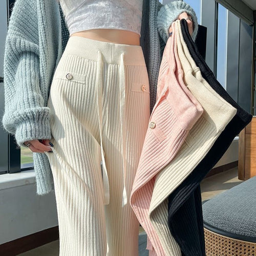 Damen Fließende Rippstrick-Hose Drune