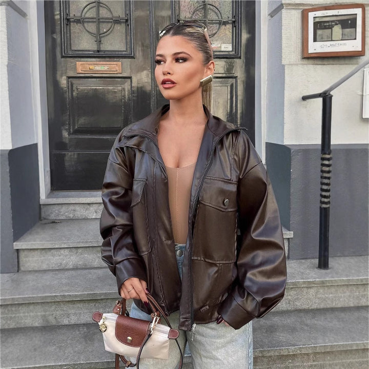 Damen lässige Oversized-Jacke mit großen Taschen Drune