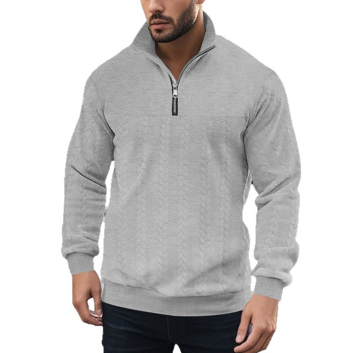 Herren Halbzip-Pullover mit Zopfstrick-Optik und Strukturpaneelen Drune