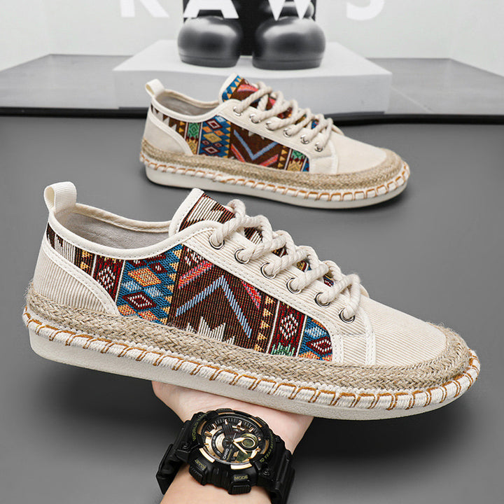 Unisex Espadrille-Sneaker mit geflochtenem Jutemittelsohle und ethnischem Webmuster Drune