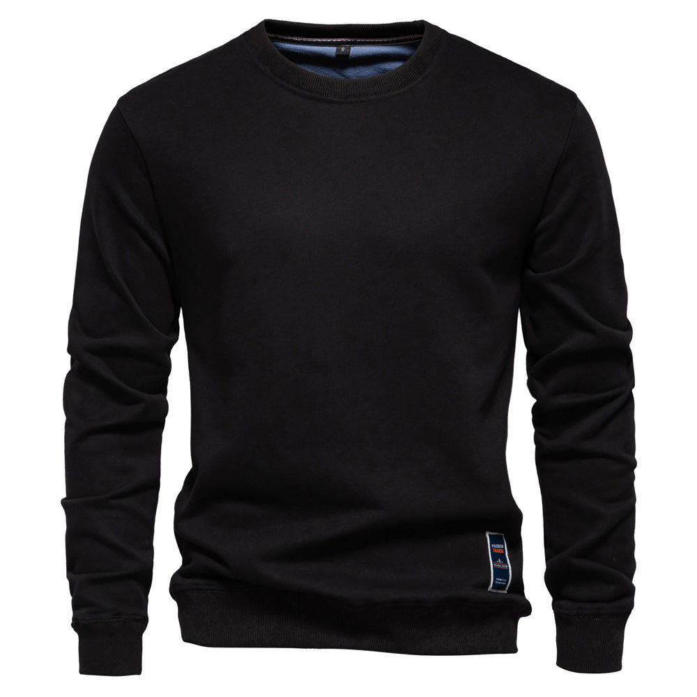 Herren nan klassisches Rundhals-Sweatshirt aus schwerer Baumwollmischung mit angerauter Innenseite und gerippten Bündchen Drune