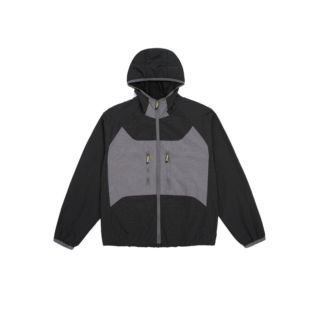 Unisex Leichte Kapuzen-Windjacke mit Ripstop‑Material, Colourblock‑Einsätzen und Fronttaschen Drune